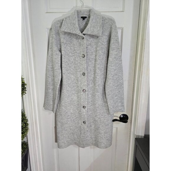 Talbots Women's Gray Button-Up Long Knit Cardigan Coat S Acrylic Blend Size S - Picture 9 of 10